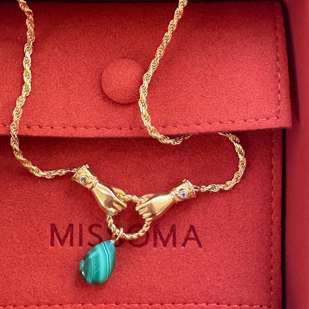 Missoma Gold Necklace with Green Pendant
